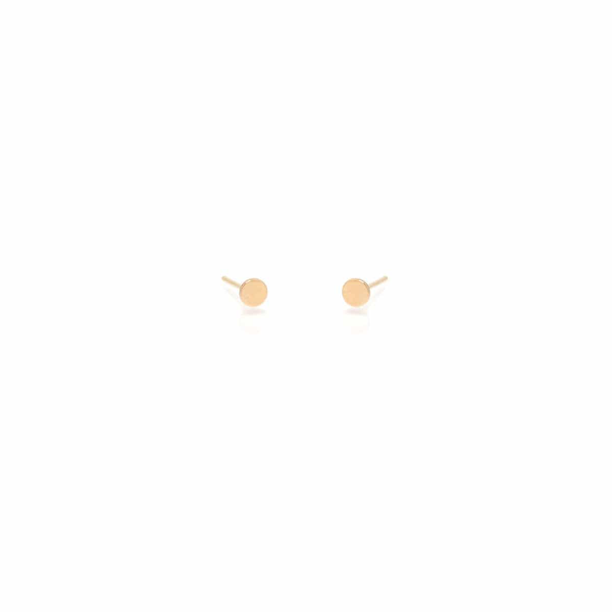 14K Yellow Gold Round Disc Stud Earrings