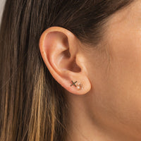 14K Yellow Gold "X" Stud Earrings