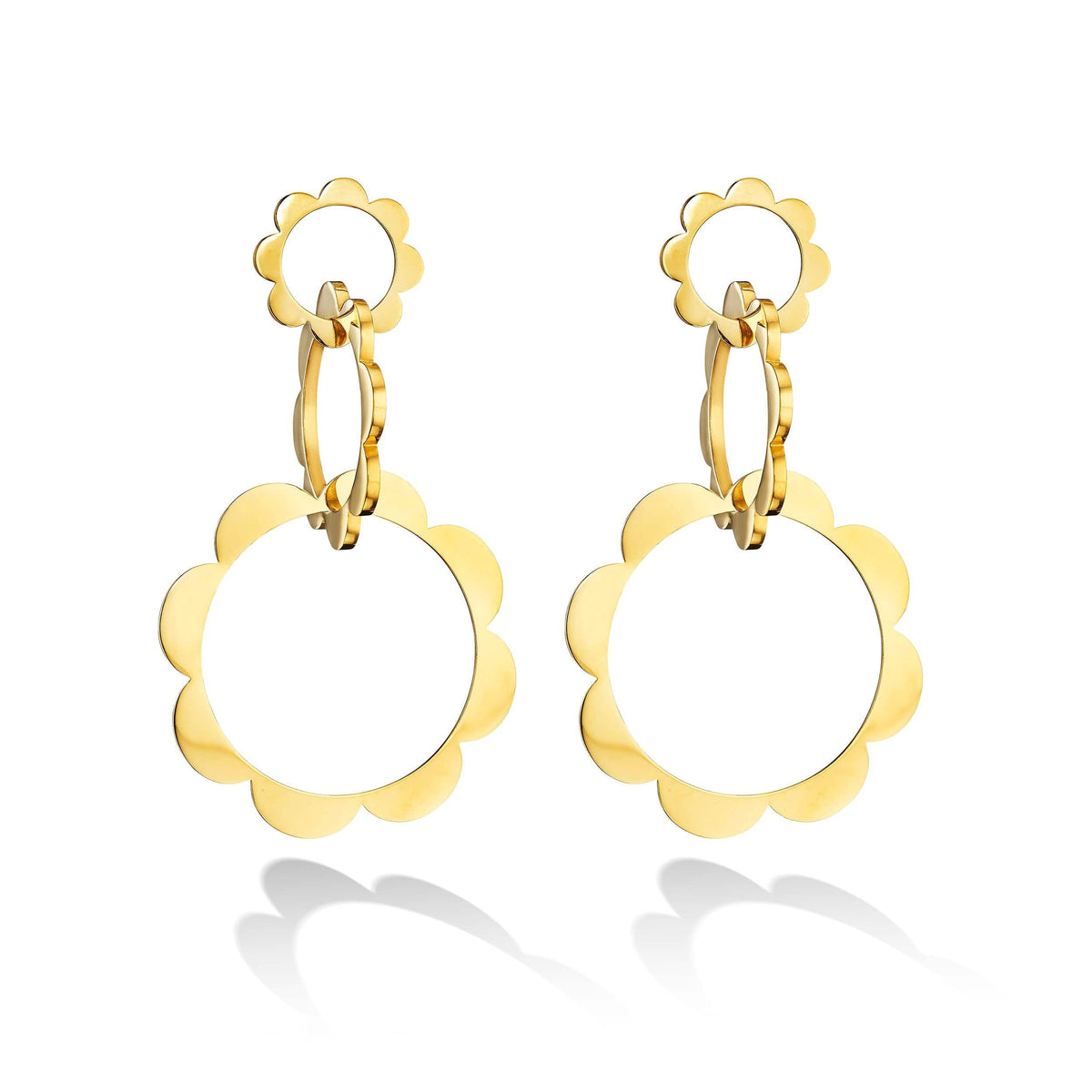 18K Yellow Gold Trio Drop Earrings, 18k yellow gold, Long's Jewelers