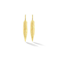 18K Yellow Gold Feather Drop Earrings, 18k yellow gold, Long's Jewelers