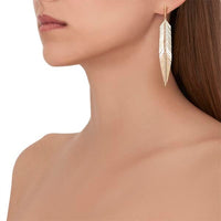 18K Yellow Gold Feather Drop Earrings, 18k yellow gold, Long's Jewelers