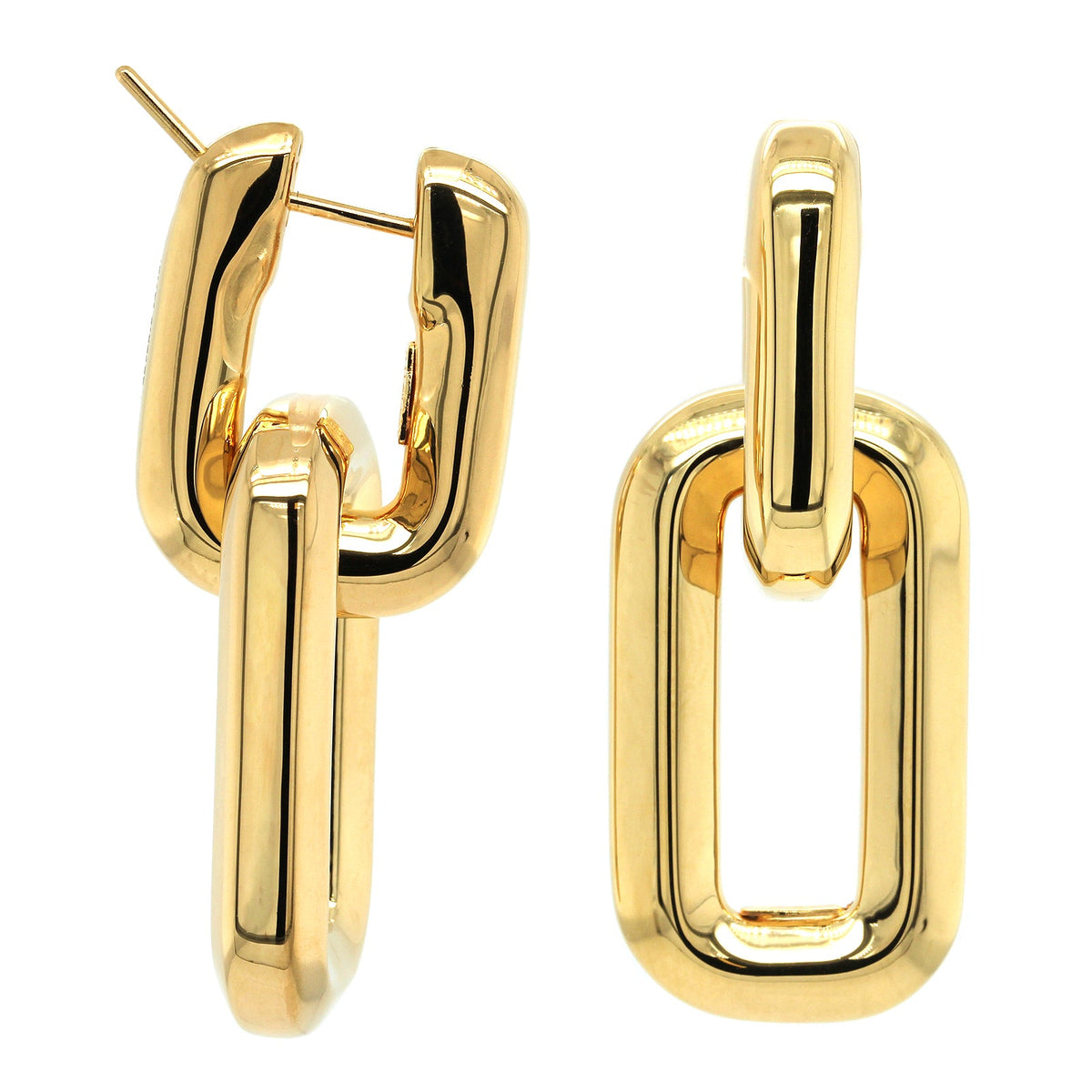 18K Yellow Gold Square Link Drop Earrings, 18k yellow gold, Long's Jewelers