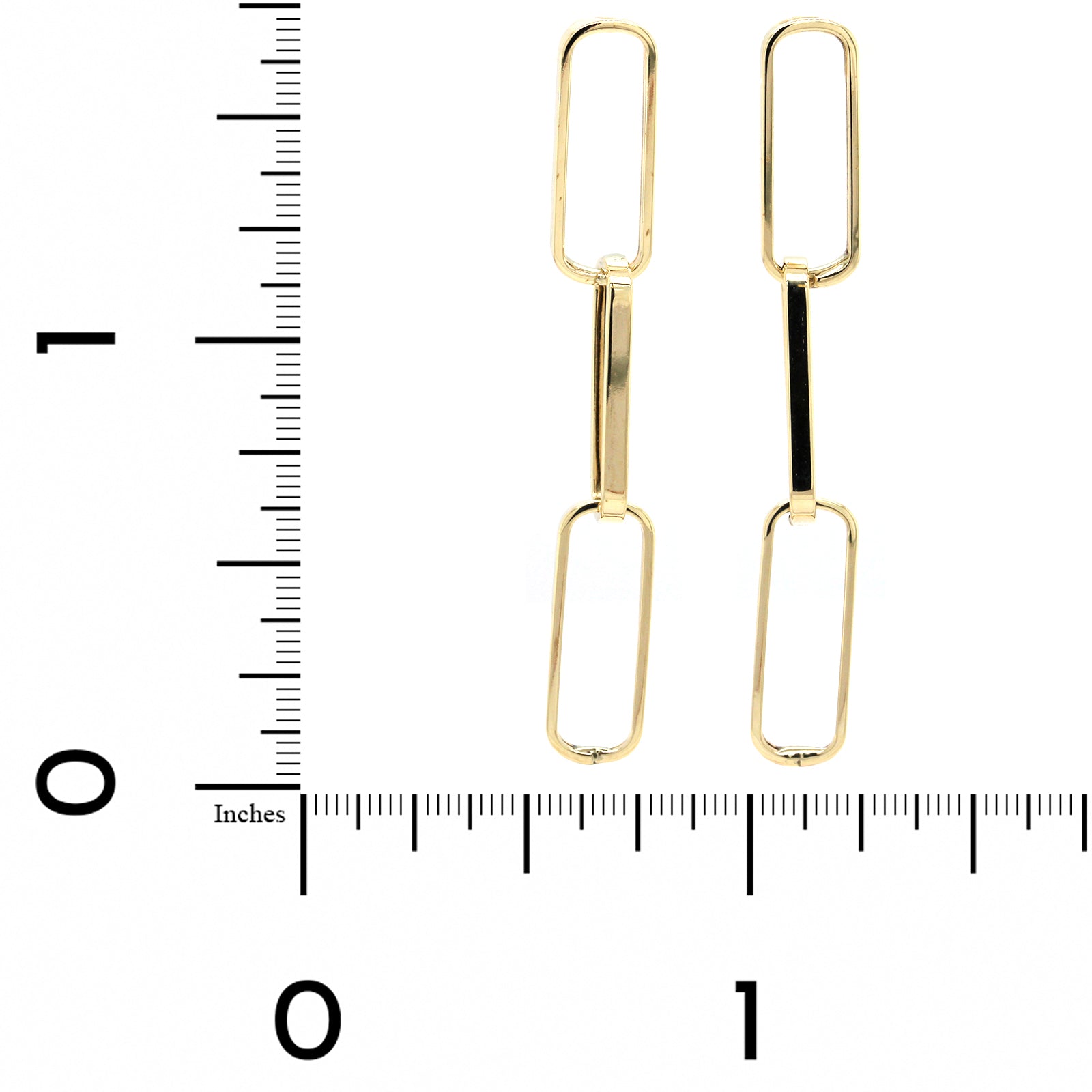 14K Yellow Gold Paperclip Drop Earrings