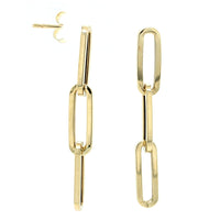 14K Yellow Gold Paperclip Drop Earrings