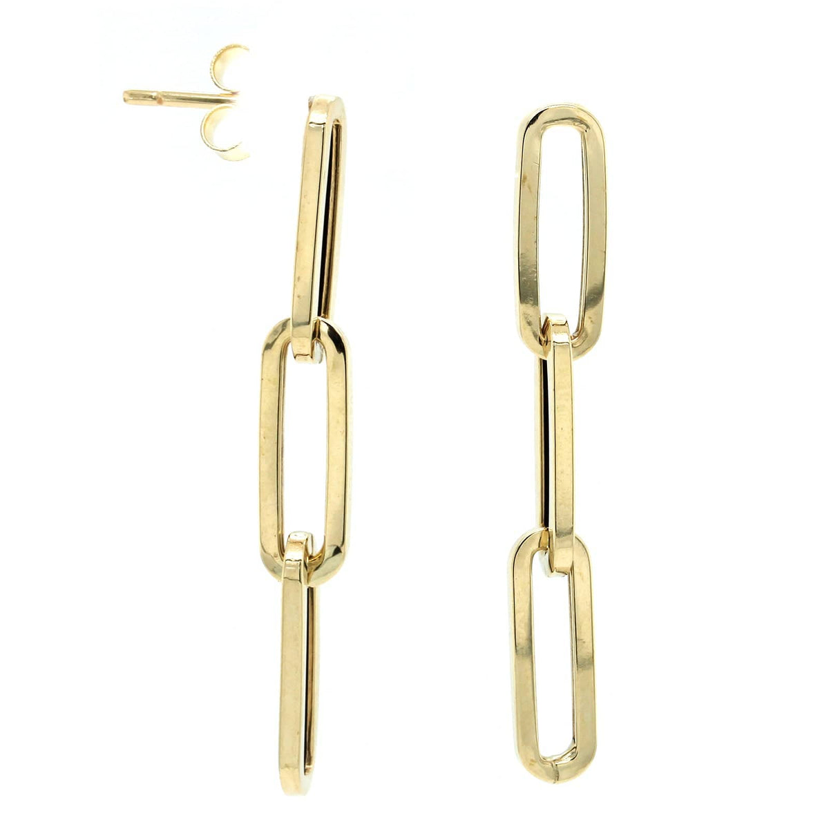 14K Yellow Gold Paperclip Drop Earrings
