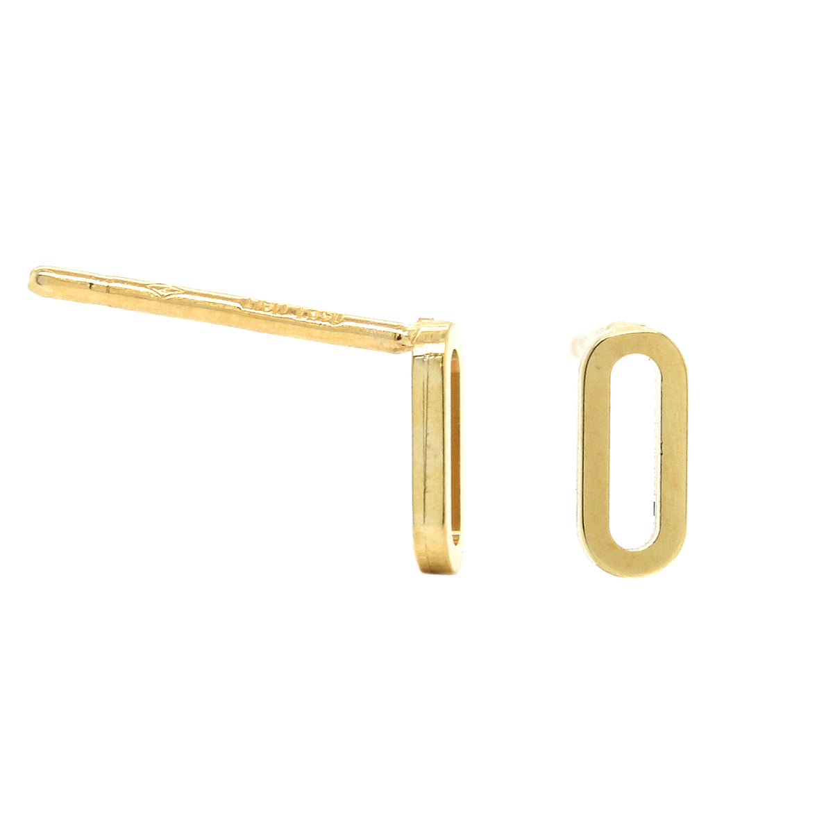 14K Yellow Gold Paperclip Stud Earrings