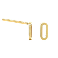 14K Yellow Gold Paperclip Stud Earrings