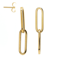 14K Yellow Gold Paperclip Drop Earrings