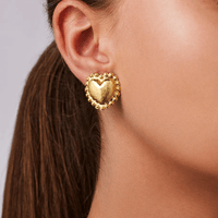 18K Yellow Gold Heart Stud Earrings, 18k yellow gold, Long's Jewelers