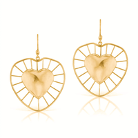 18K Yellow Gold Radial Heart Drop Earrings, 18k yellow gold, Long's Jewelers