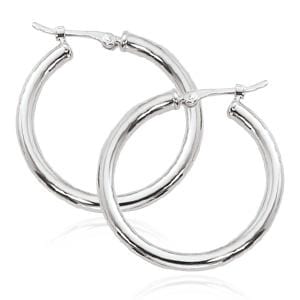 14K White Gold Hoop Earrings