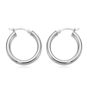 14K White Gold Hoop Earrings