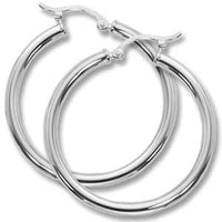 14K White Gold Hoop Earrings