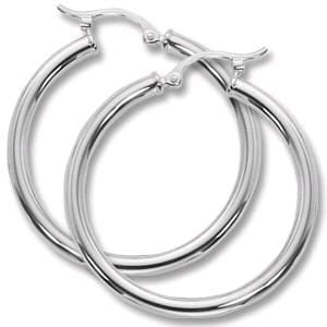 14K White Gold Hoop Earrings
