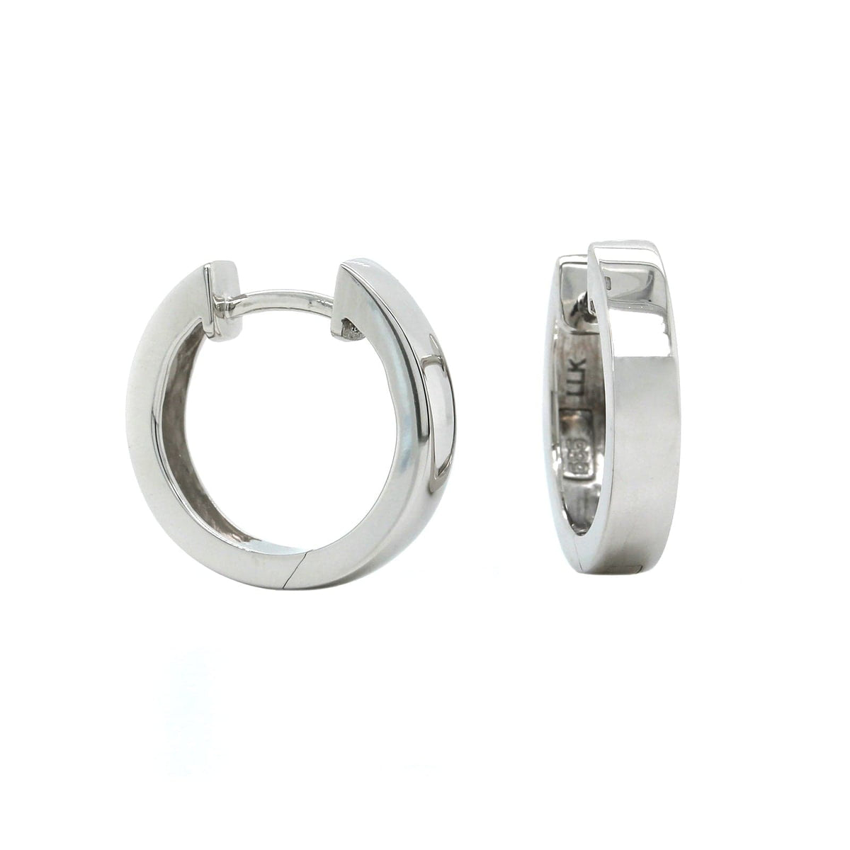 14K White Gold Huggie Hoops