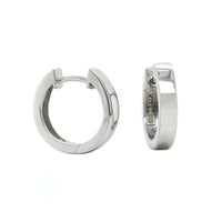 14K White Gold Huggie Hoops