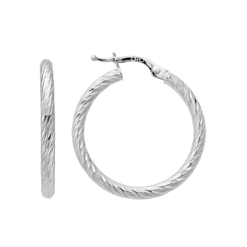 14K White Gold Hoop Earrings