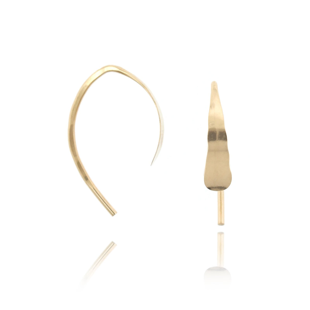 14K Yellow Gold Wishbone Hoop Earrings