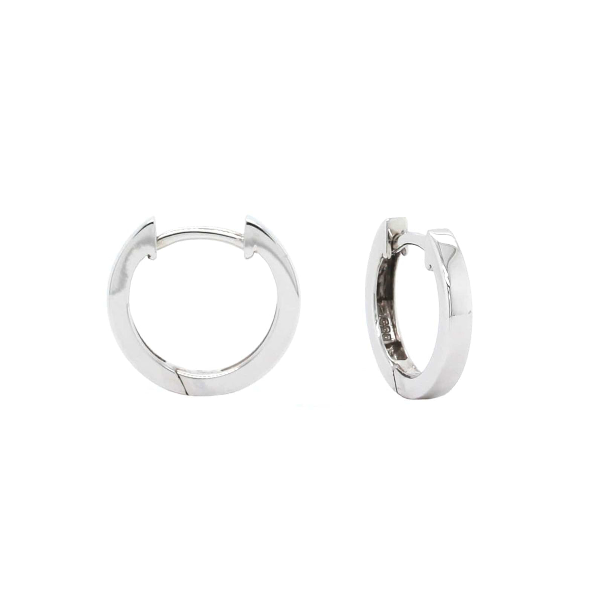14K White Gold Square Huggie Hoop Earrings