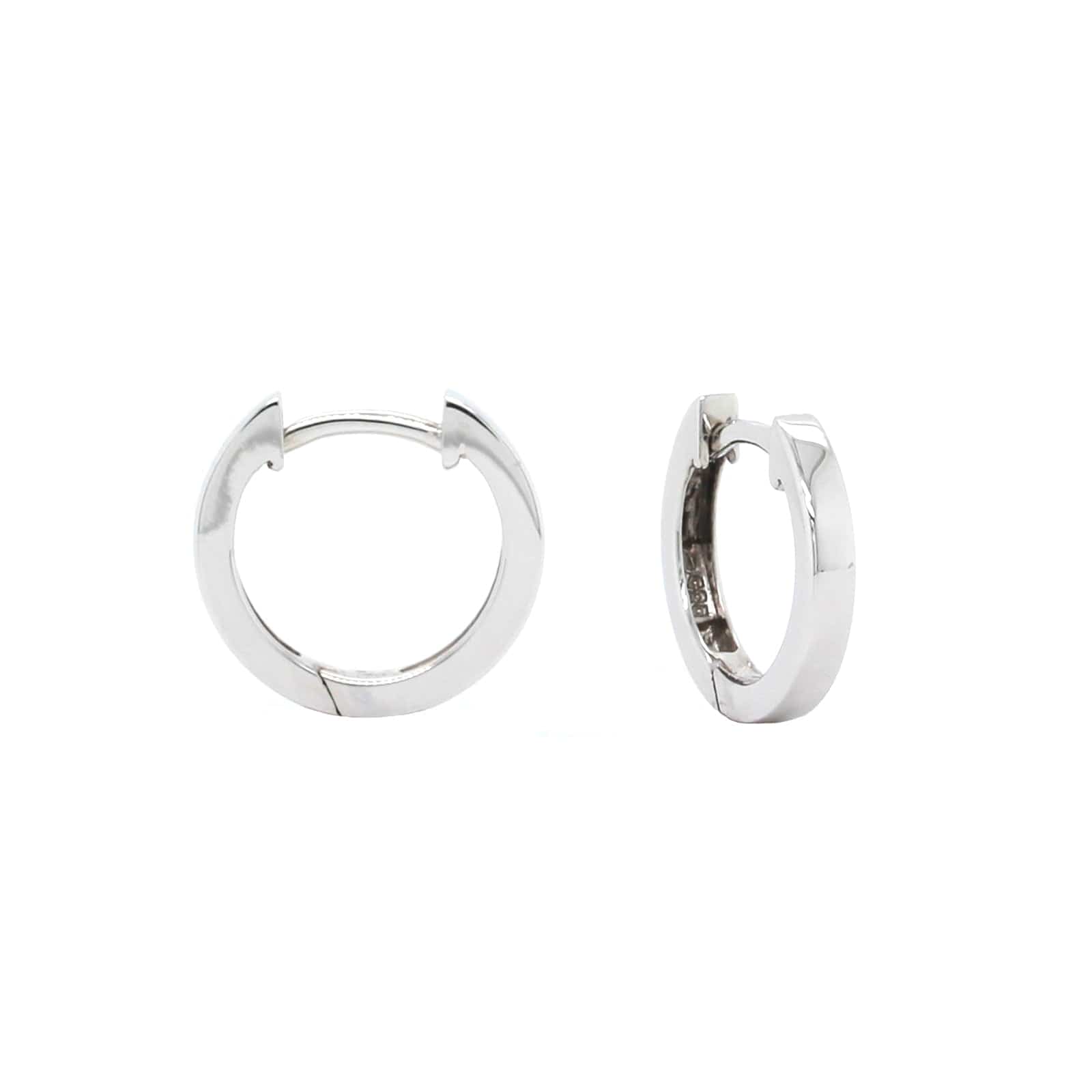 14K White Gold Square Huggie Hoop Earrings