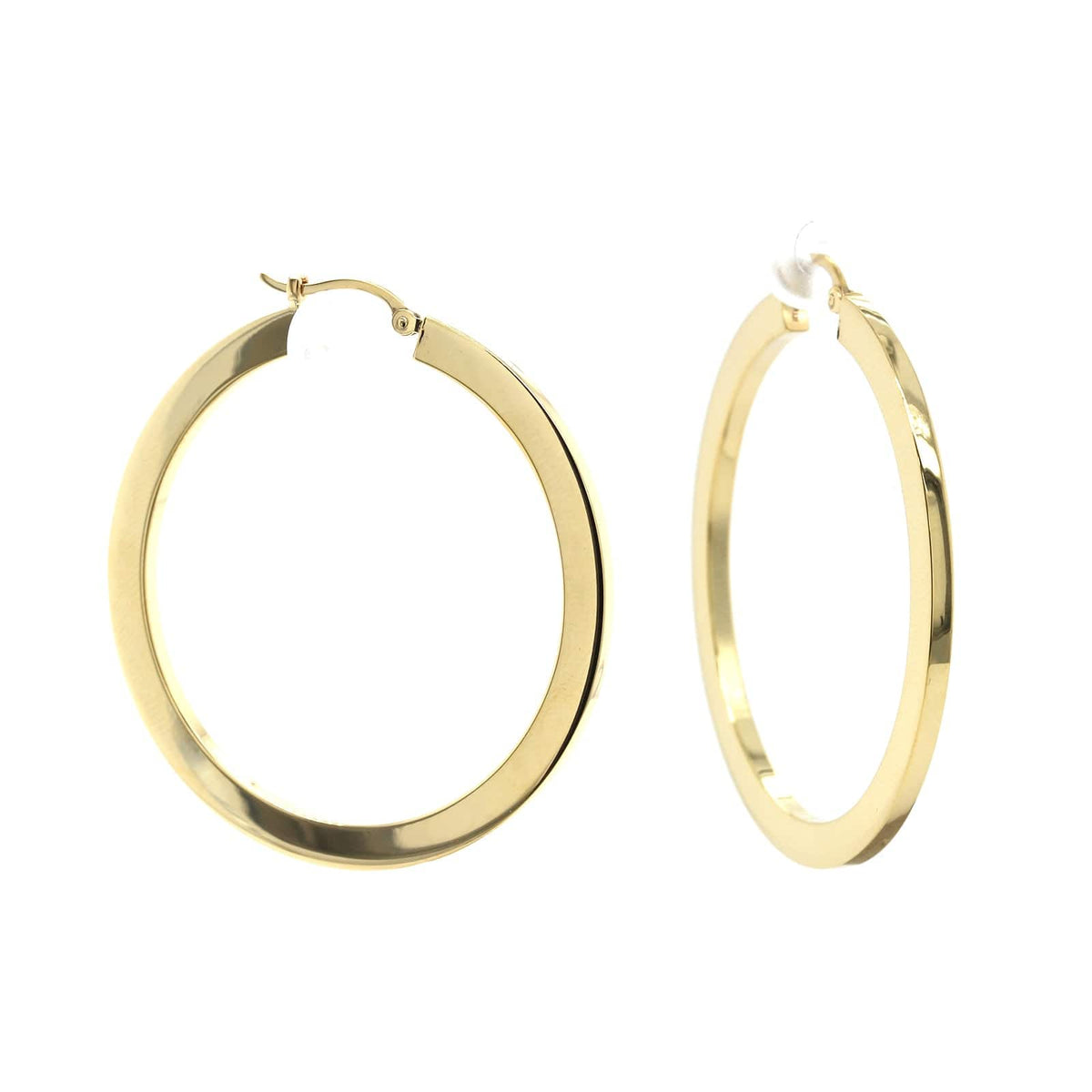 14K Yellow Gold Flat Hoop Earrings
