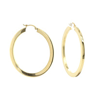 14K Yellow Gold Flat Hoop Earrings
