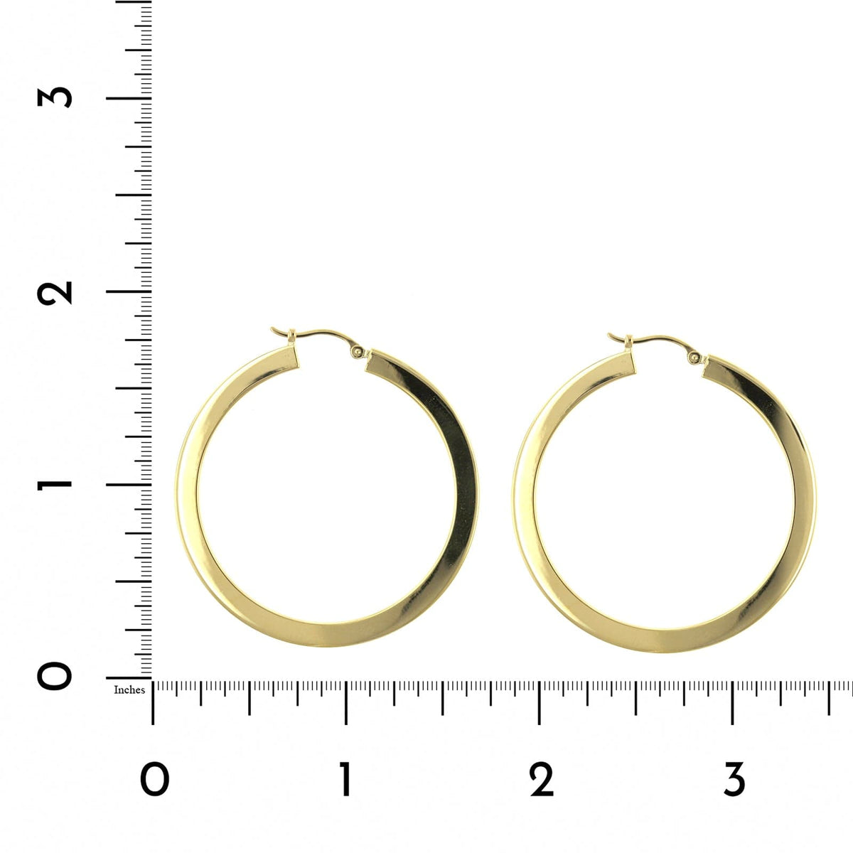 14K Yellow Gold Flat Hoop Earrings
