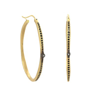 18K Yellow Gold Black Sapphire Hoop Earrings
