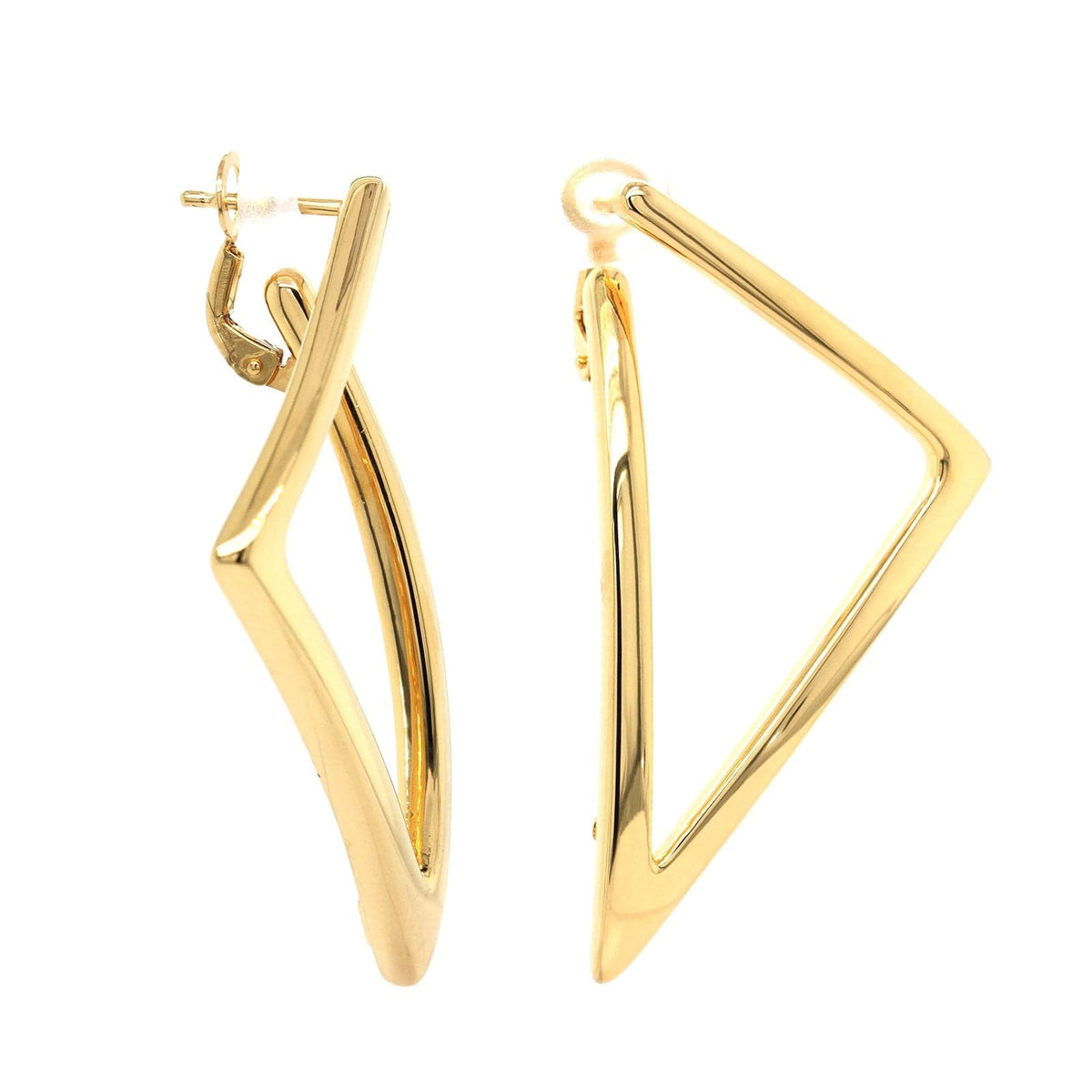 18K Yellow Gold Triangle Hoop Earrings