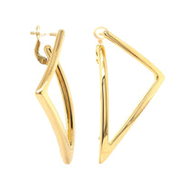 18K Yellow Gold Triangle Hoop Earrings