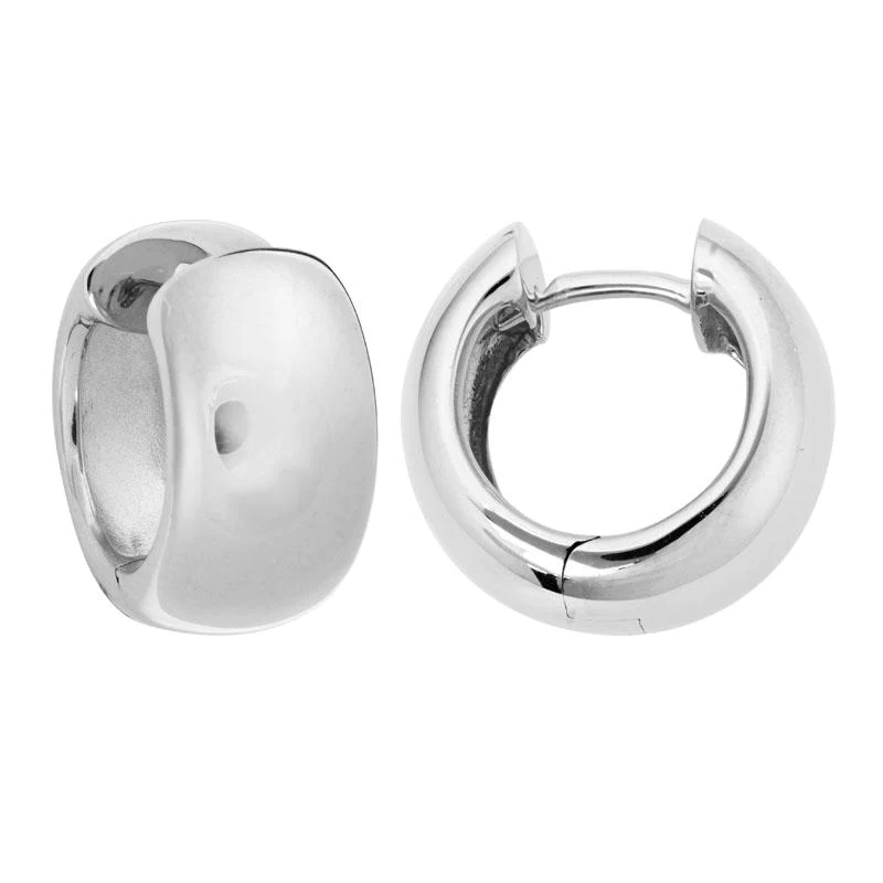 14K White Gold Wide Huggie Earrings, 14k white gold, Long's Jewelers