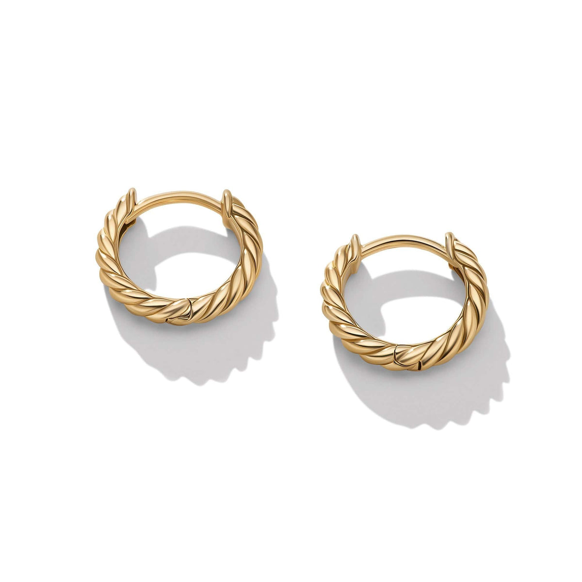 Sculpted Cable Huggie Hoop Earrings in 18K Yellow Gold, Long's Jewelers