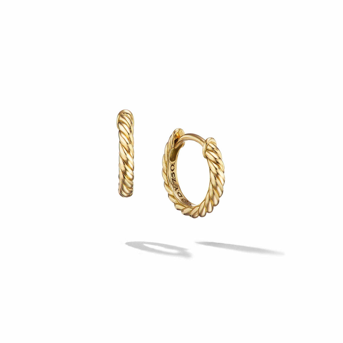 Sculpted Cable Huggie Hoop Earrings in 18K Yellow Gold, Long's Jewelers