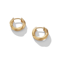 Cable Edge Huggie Hoop Earrings in Recycled 18K Yellow Gold, Long's Jewelers