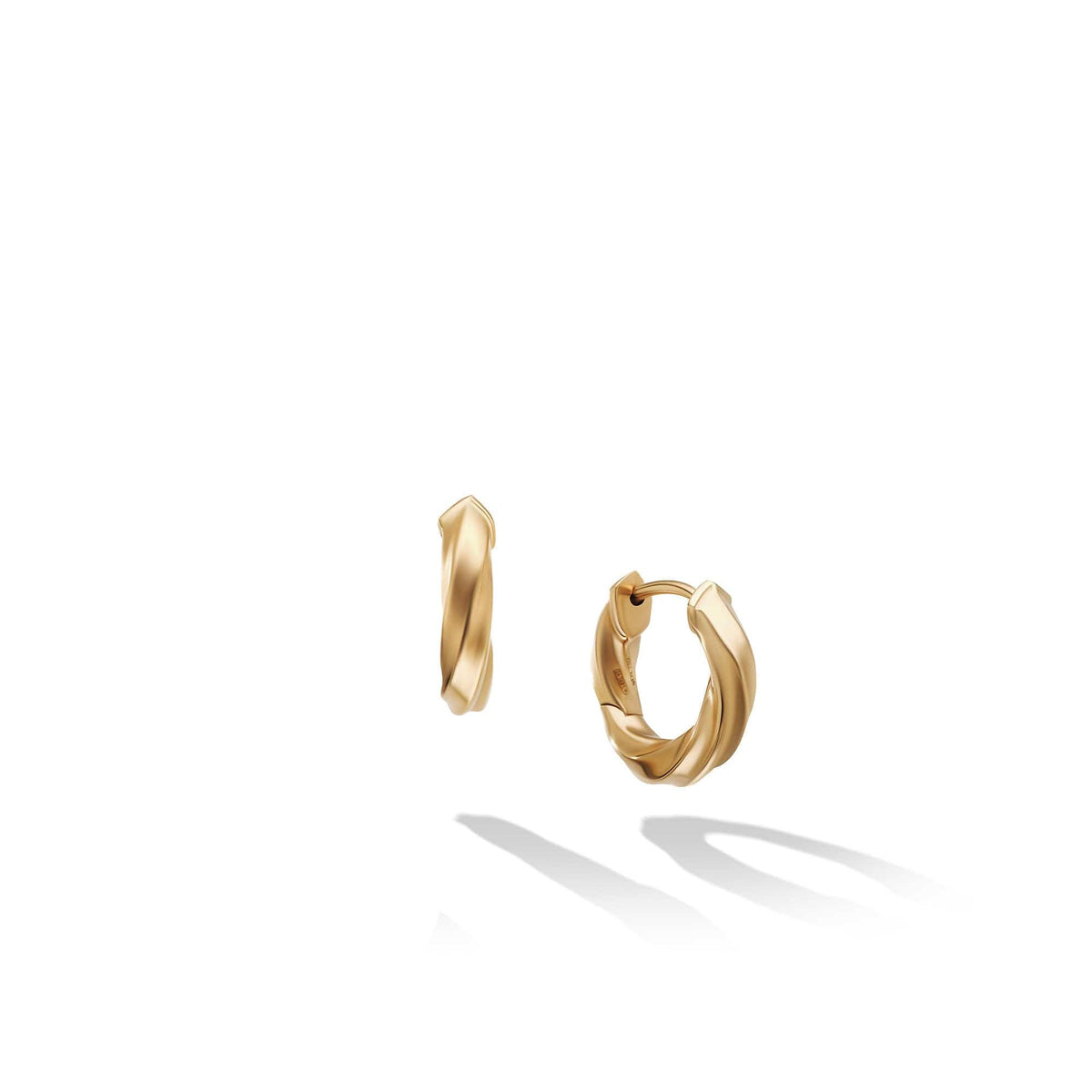 Cable Edge Huggie Hoop Earrings in Recycled 18K Yellow Gold, Long's Jewelers