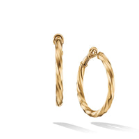 Cable Edge Hoop Earrings in Recycled 18K Yellow Gold, Long's Jewelers
