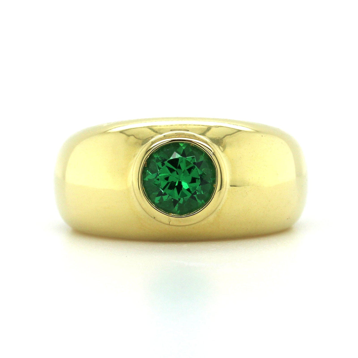 18K Yellow Gold Tsavorite Bezel Set Ring