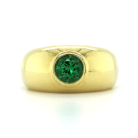 18K Yellow Gold Tsavorite Bezel Set Ring