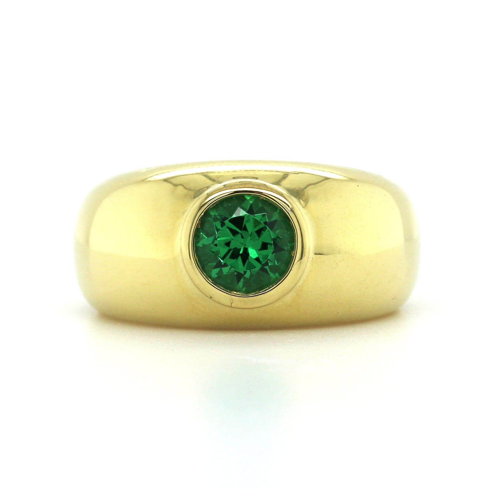 18K Yellow Gold Tsavorite Bezel Set Ring