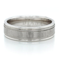 14K White Gold Hammer Milgrain Band