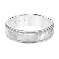 Platinum Hammered Band with Milgrain