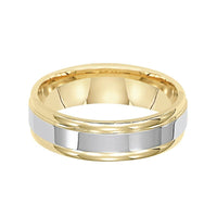 14K Two-Tone Gold Band with Brushed Center and Yellow Gold Sides 6mm
