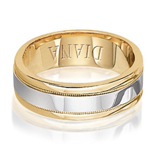 14K Yellow and White Band with Milgrain