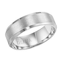 14K White Gold Satin Finished Band with Beveled Edges
