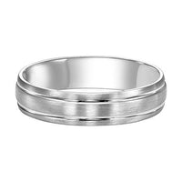 14K White Gold Satin Finish with Polished Grooves