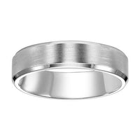 14K White Gold Satin Center with Beveled Edge Band