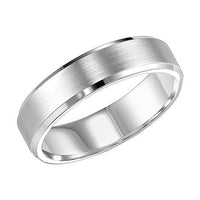 14K White Gold Satin Center with Beveled Edge Band