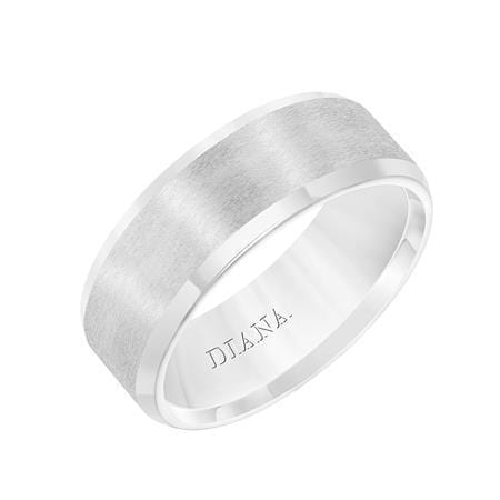 Platinum Satin Center Band with Beveled Edges
