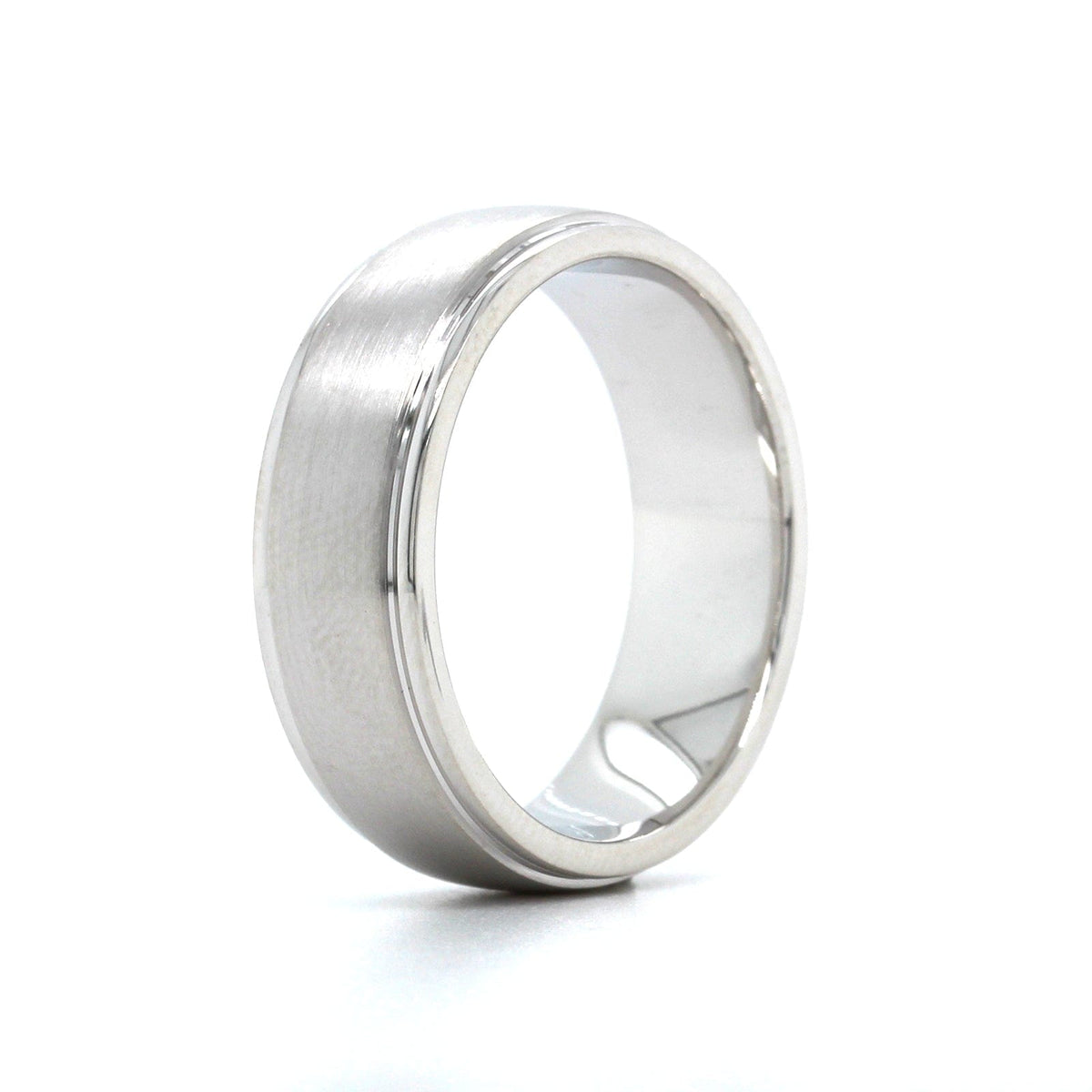 14K White Gold 7.5mm Brushed Finish Band