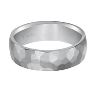 14K White Gold Dome Hammered Band